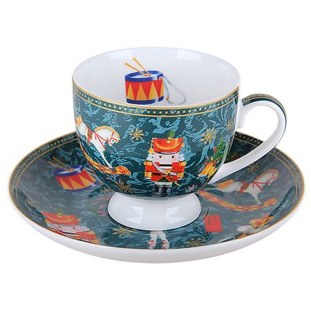 чашка с блюдцем KORALL Щелкунчик и мышиный король 220мл фарфор зеленый