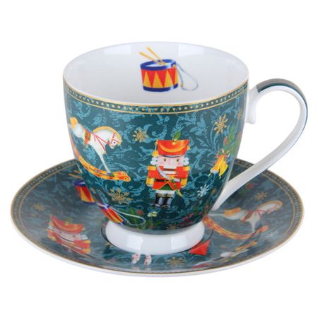 чашка с блюдцем KORALL Щелкунчик и мышиный король 440мл фарфор зеленый