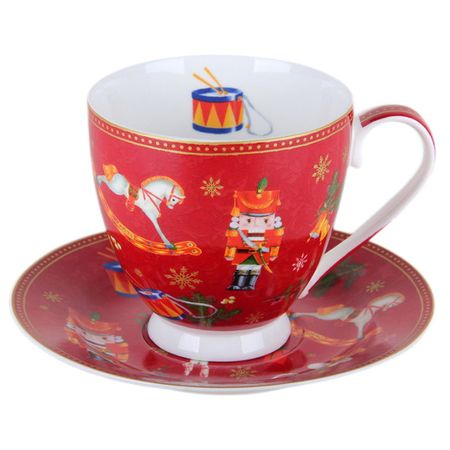 чашка с блюдцем KORALL Щелкунчик и мышиный король 440мл фарфор красный