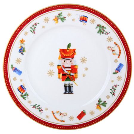 тарелка KORALL Щелкунчик и мышиный король 19см десертная фарфор красный