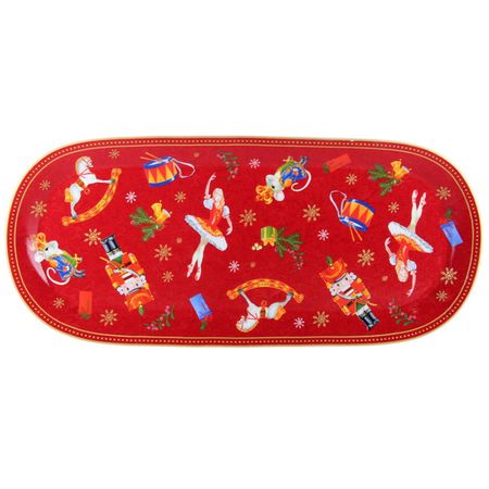 блюдо KORALL Щелкунчик и мышиный король 33х15см овальное фарфор красный