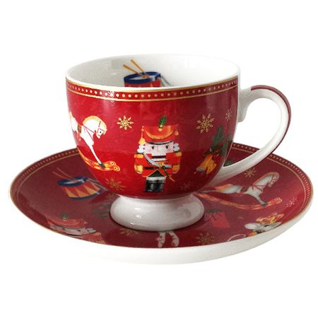 чашка с блюдцем KORALL Щелкунчик и мышиный король 220мл фарфор красный