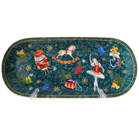 блюдо KORALL Щелкунчик и мышиный король 25х11,5смовальное фарфор зеленый