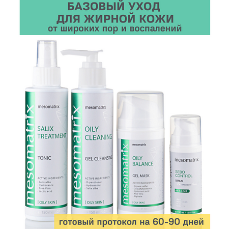 Набор средств для лица MESOMATRIX Набор косметики для жирной и кожи от прыщей, акне, постакне, черных точек 4 в 1