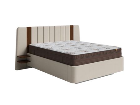 Мягкая Кровать FlyEdge с подъёмным механизмом (Ткань: Велюр Forest 4 Бежевый) 140x200