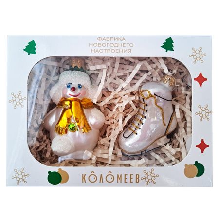 набор подвесок КОЛОМЕЕВ Зимние забавы 5см 2шт стекло мультиколор