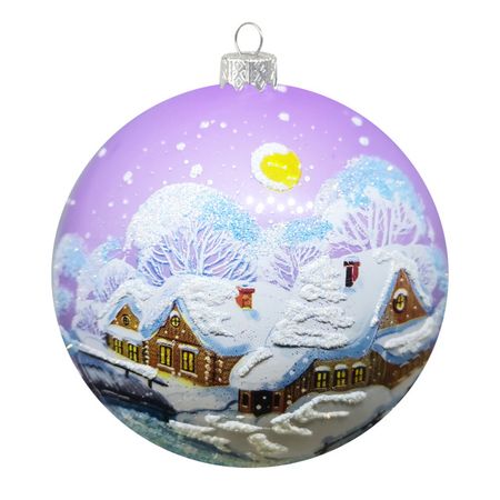 шар КОЛОМЕЕВ Зимние домики 80мм стекло мультиколор
