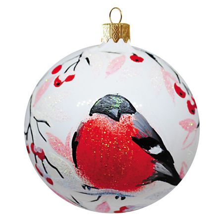 шар КОЛОМЕЕВ Снегирь в рябине 85мм стекло в асс-те