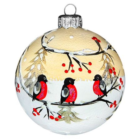 шар КОЛОМЕЕВ Снегири 80мм стекло мультиколор