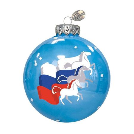 шар КОЛОМЕЕВ Тройка триколор 65мм символ года стекло мультиколор