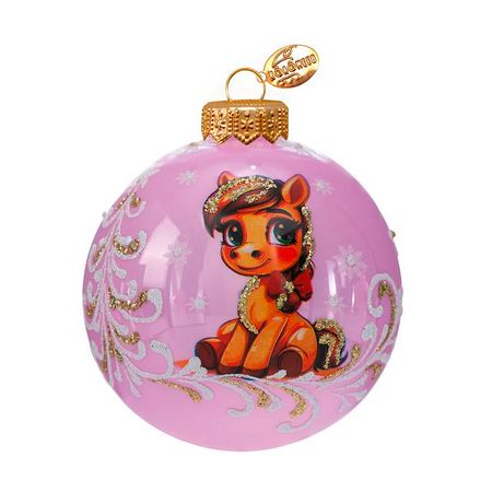 шар КОЛОМЕЕВ Пони-девочка 80мм символ года стекло мультиколор украшаем наклейками девочка с голубой сумкой