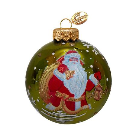 шар КОЛОМЕЕВ Дед Мороз с фонариком 80мм стекло мультиколор