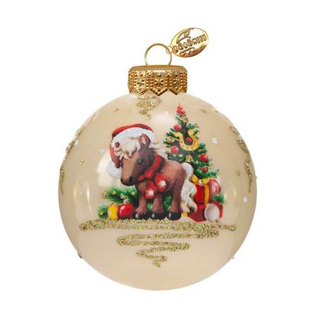 шар КОЛОМЕЕВ Лошадка у ёлочки 80мм символ года стекло мультиколор
