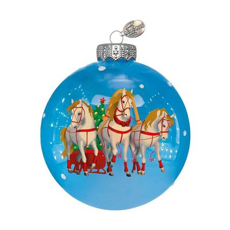 шар КОЛОМЕЕВ Тройка лошадей 80мм символ года стекло мультиколор