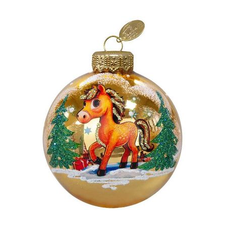 шар КОЛОМЕЕВ Лошадка игривая 1 80мм символ года стекло мультиколор брелок символ года лошадка в шапке и шарфе текстиль 14см 14 1253 202505 t33