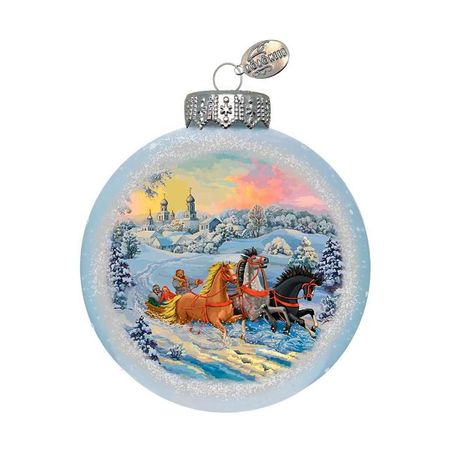 шар КОЛОМЕЕВ Тройка запряжённая 100мм символ года стекло мультиколор