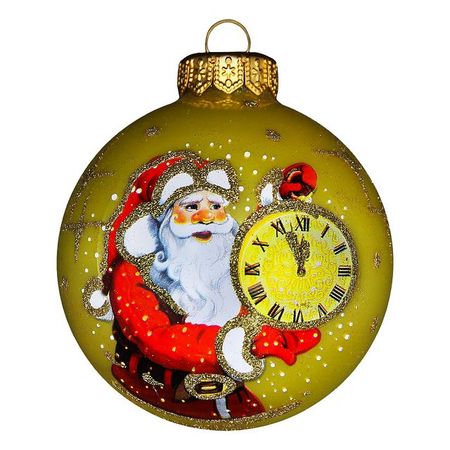 шар КОЛОМЕЕВ Дед Мороз и куранты 80мм стекло мультиколор