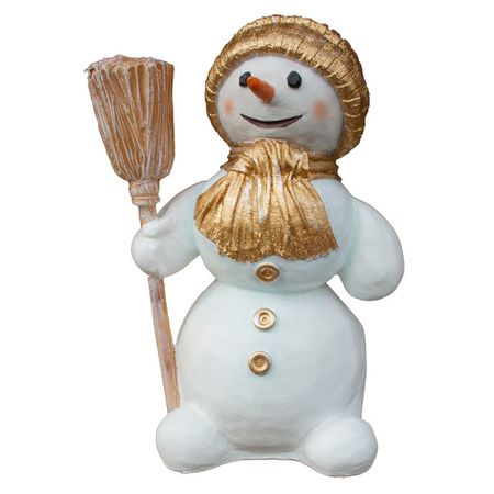 фигура Снеговик с метлой 58см полистоун