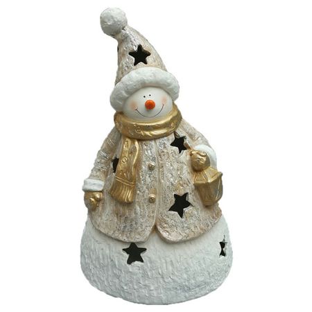 фигура Снеговик с фонарем 56см полистоун