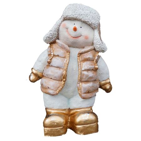 фигура Снеговичек в курточке и шляпе 44см полистоун
