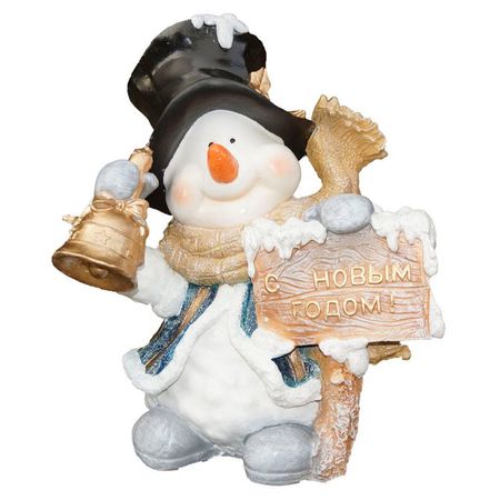 фигура Снеговик с табличкой С новым годом 45см полистоун