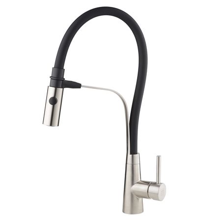 смеситель для кухни AQUEDUC 2 режима гибкий нержавейка черный/сатин