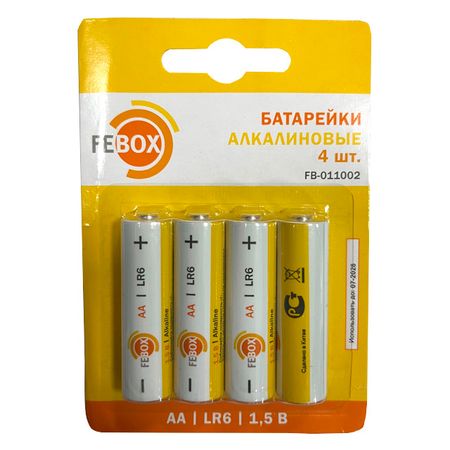 батарейка FEBOX алкалиновая LR6 AA 1,5В блистер 4шт