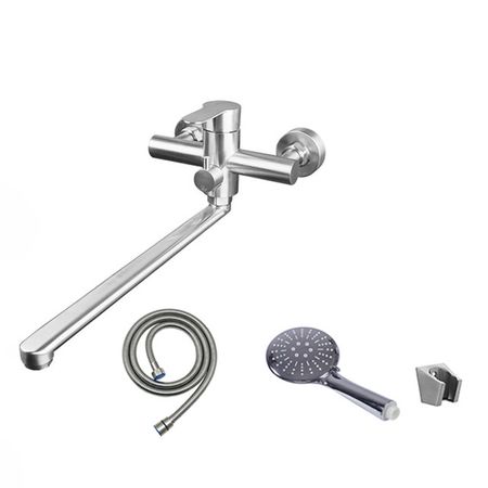 смеситель для ванны AQUEDUC длинный нержавейка сатин