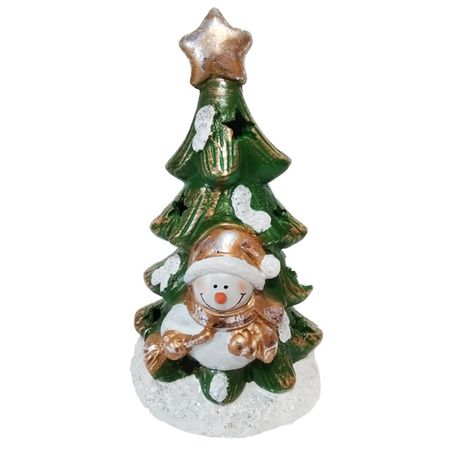фигура Елочка с Снеговиком 27см полистоун
