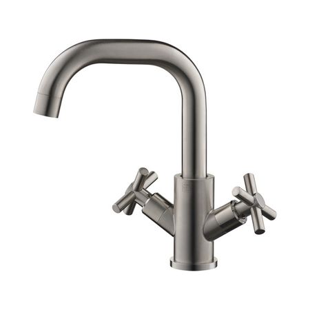 смеситель для раковины AQUEDUC двухвентильный нержавейка сатин