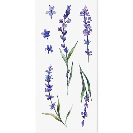 Наклейки для тела PRINT FACTORY Временная переводная татуировка Лаванда для творчества салфетки для декупажа лаванда 2 шт