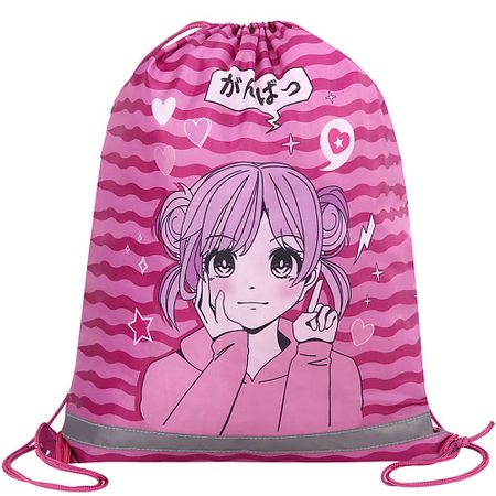 Мешок для обуви BRAUBERG Сумка для обуви СВЕТООТРАЖАЙКА  Аниме