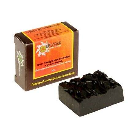Шампунь для волос БИЗОРЮК Твердый шампунь Грязь тамбуканского озера и масло какао