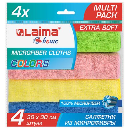 Салфетки для уборки LAIMA Салфетка из плотной микрофибры MULTI PACK PRO COLOUR 30