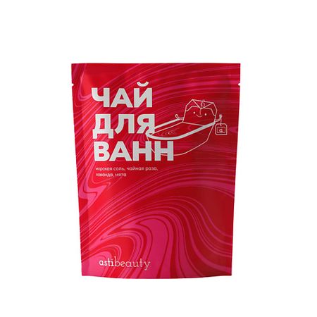Соль для ванны ASTIBEAUTY Чай для ванн с морской солью и сухоцветами Лаванда, роза, мята