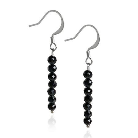 Серьги LAPUSH Серьги длинные с натуральным камнем черная шпинель огранка