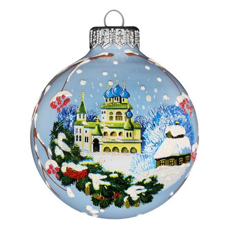 шар КОЛОМЕЕВ Храм перед Рождеством 1 80мм стекло мультиколор