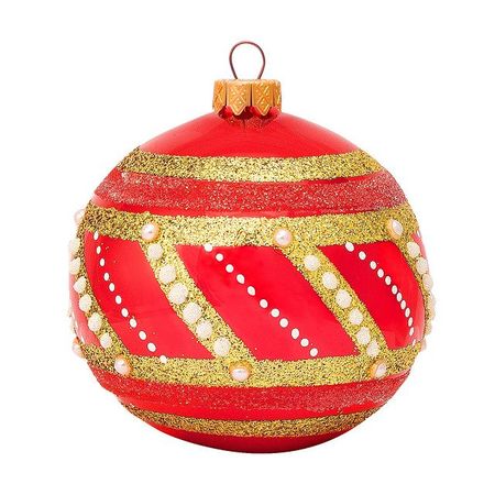 шар КОЛОМЕЕВ Золотое плетение 80мм серия ВС стекло красный