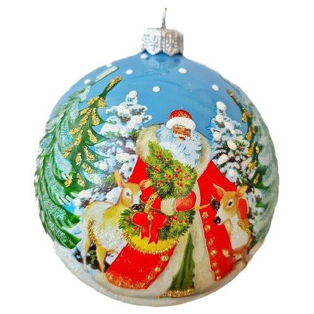 шар КОЛОМЕЕВ Дед Мороз 100мм стекло мультиколор