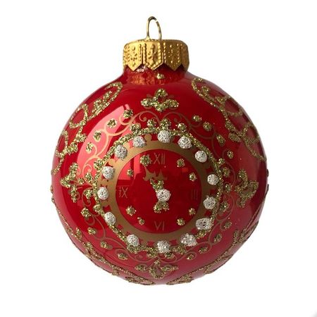 шар КОЛОМЕЕВ Новогодние куранты 1 80мм стекло мультиколор