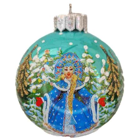 шар КОЛОМЕЕВ Снегурочка- красавица 100мм стекло мультиколор