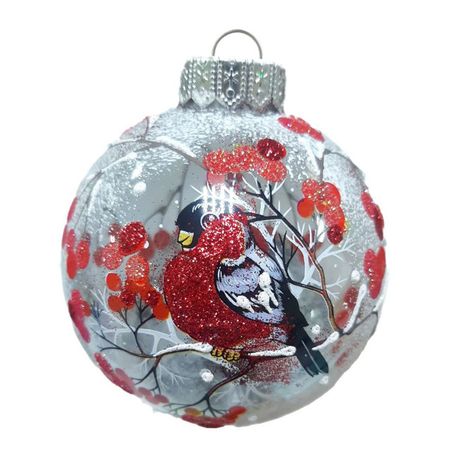 шар КОЛОМЕЕВ Задумчивый снегирь 100мм стекло мультиколор
