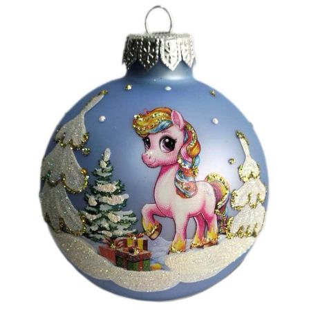 шар КОЛОМЕЕВ Лошадка радужная 1 80мм символ года стекло мультиколор