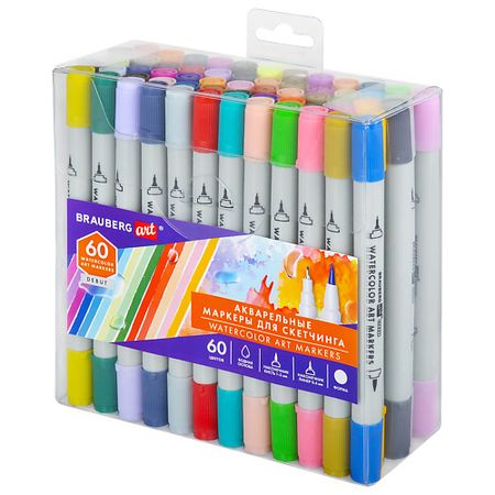 Набор маркеров BRAUBERG Маркеры акварельные для скетчинга двусторонние ART
