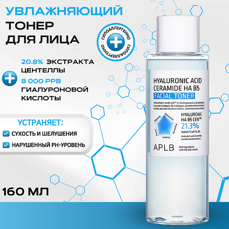 Тонер для лица APLB Увлажняющий тонер с керамидами и пантенолом Hyaluronic Acid Ceramide HA B5 Facial Toner