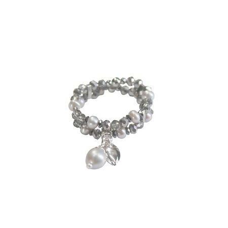 Кольцо LANZEROTTI Кольцо стрейч, жемчуг, кристаллы, гематит