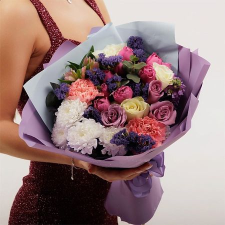 Букет живых цветов БУКЕТНАЯ ЛАВКА Сиреневый туман брелок обвес на сумку бантик сиреневый 12 18031 202505 s82