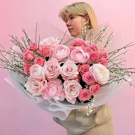 Букет живых цветов ЗАЦВЕТАЙ. ЦВЕТОЧНЫЙ БУТИК Премиум букет «Розовое шампанское»