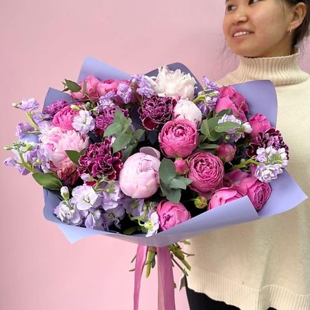 Букет живых цветов ЗАЦВЕТАЙ. ЦВЕТОЧНЫЙ БУТИК Авторский букет Пионобум. Пионы , пионовидные Розы и экзотический микс