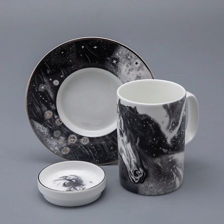 Набор посуды ИМПЕРАТОРСКИЙ ФАРФОРОВЫЙ ЗАВОД Бокал с блюдцем и крышкой 